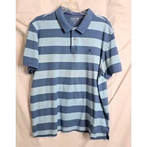 IZOD Blue Striped The Advantage Polo Short Sleeve Pullover Shirt  Size XXL